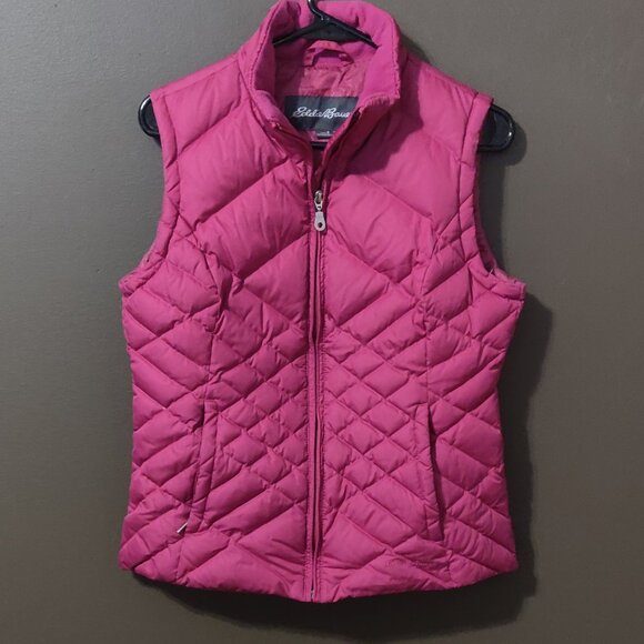 Eddie Bauer Fuchcia Pink Goose Down Vest Women's SMALL - Picture 1 of 5